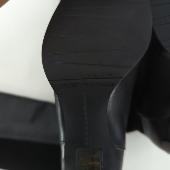 Stuart Weitzman Women 4 Lowjack Boots 5050 Black Leather Over The Knee OTK Block - Picture 11 of 11